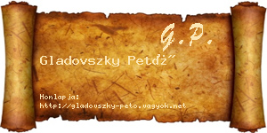 Gladovszky Pető névjegykártya